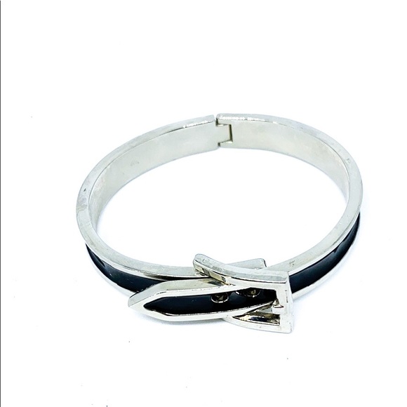 Silver Black Belt Open Cuff - Picture 2 of 4